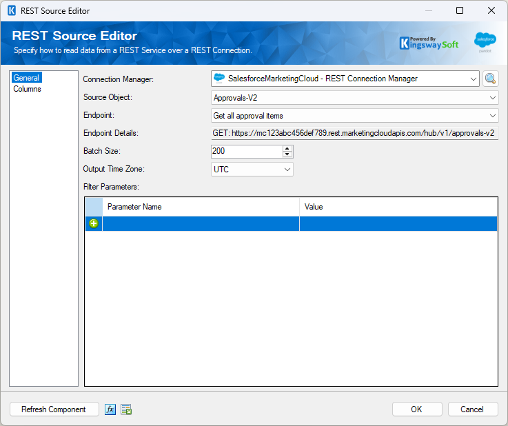 Salesforce Marketing Cloud REST Source Component